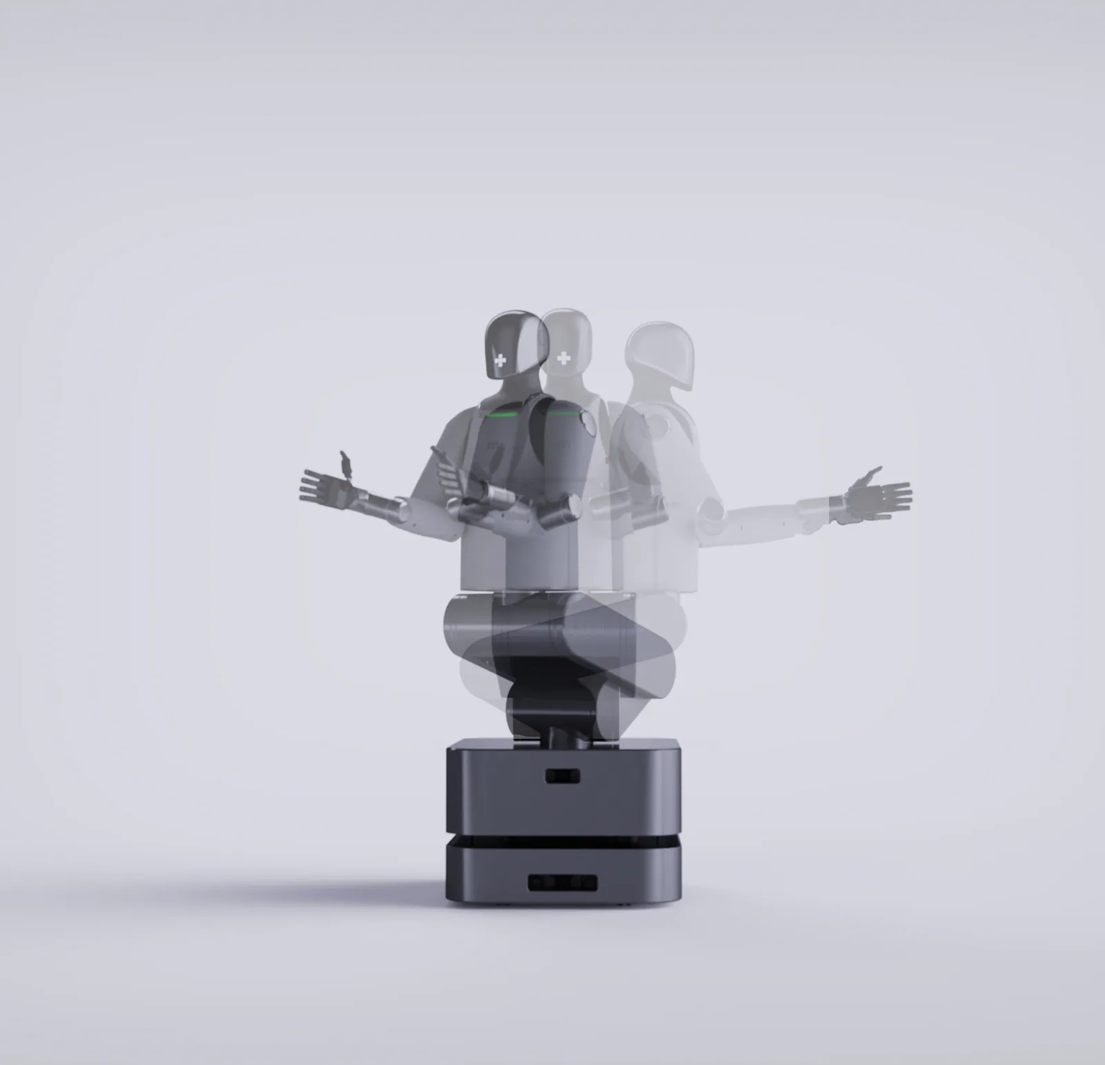 Several overlapping positions of MARK One moving its arms