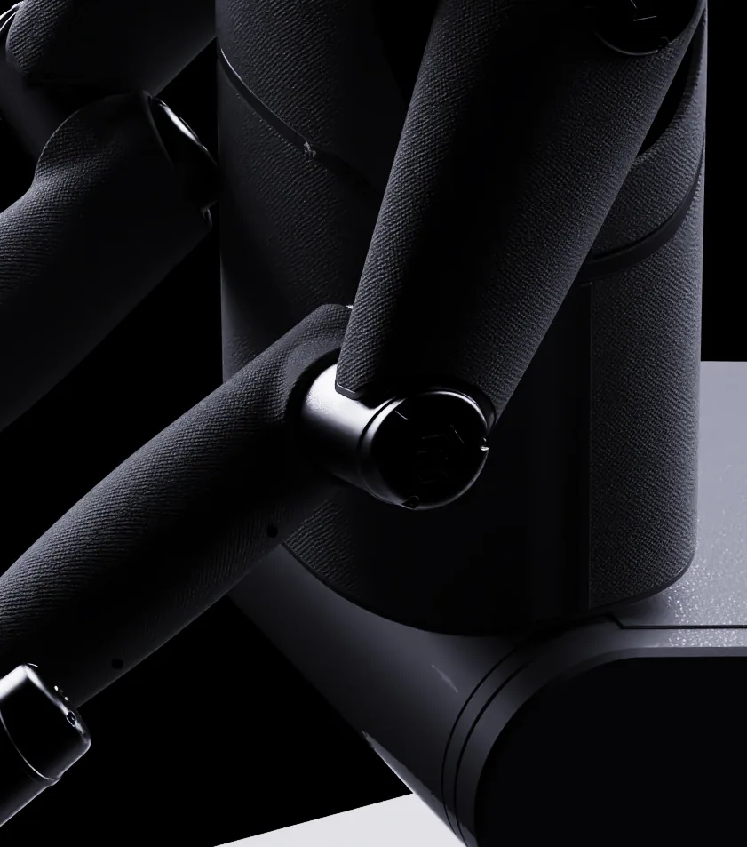 Close-up of a MARK One arm joint wrapped in dark fabric